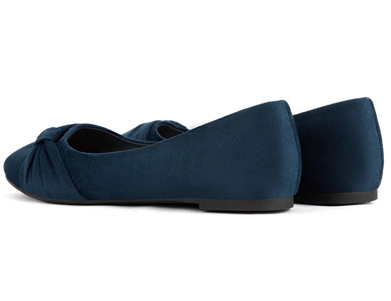 MaxMuxun Women's Navy Blue Flats Shoes Faux Suede Round Toe Ballet Dressy Flats Comfortable Slip On Walking Shoes Size 9 - Image 4